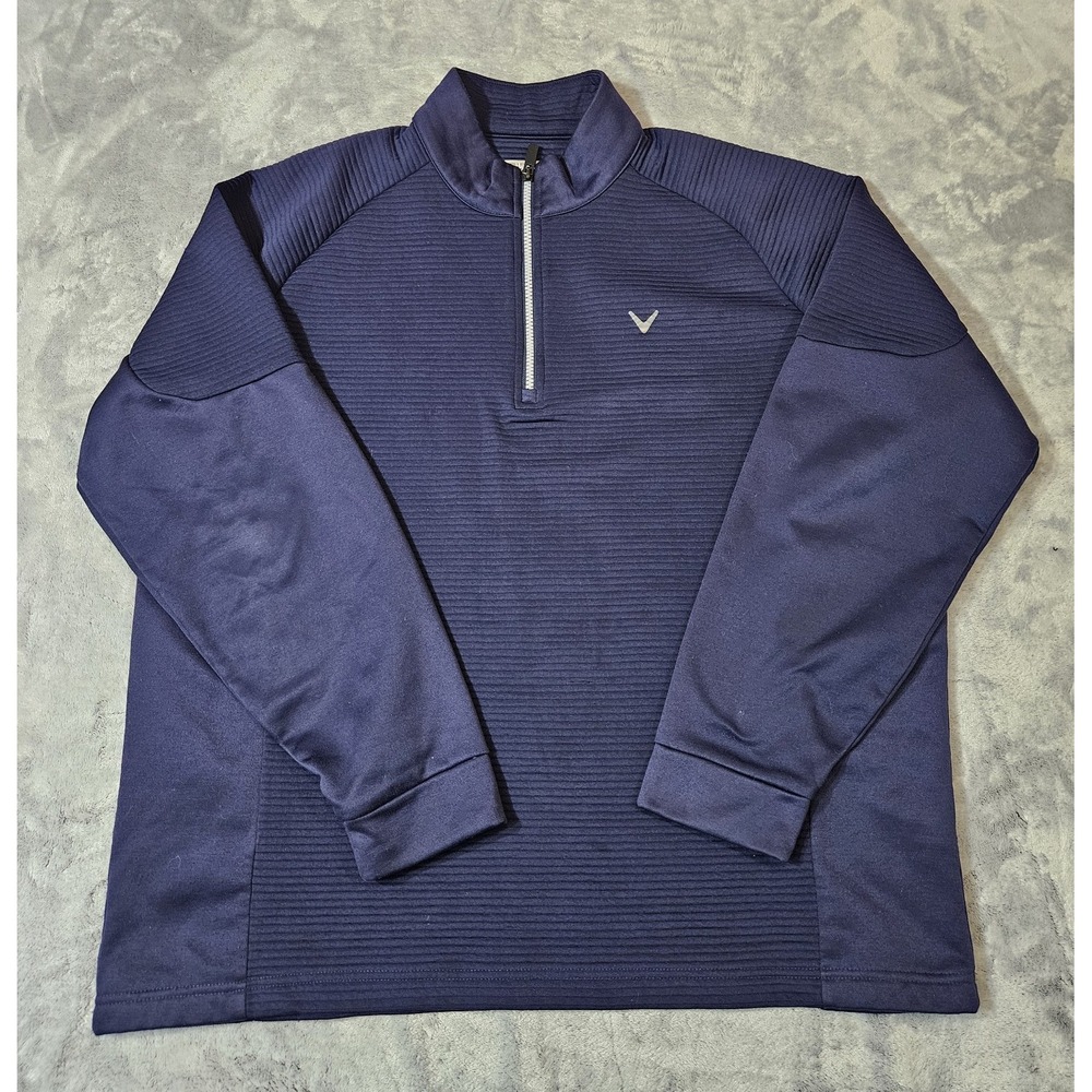 Callaway Men's XL Quarter Zip Pull Over Navy Mock Neck Ribbed Opti Dri Golf